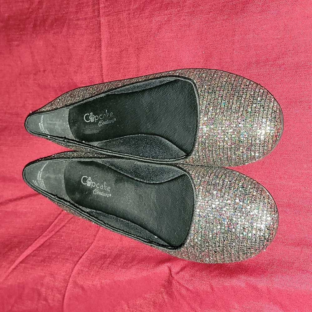 👧🏽🥿👧🏽🥿Girls Cupcake Couture Black Glitter Flats 🥿👧🏽🥿👧🏽 Size: 4